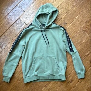 H&M Green Hoodie with Black Side Stripes - Size L